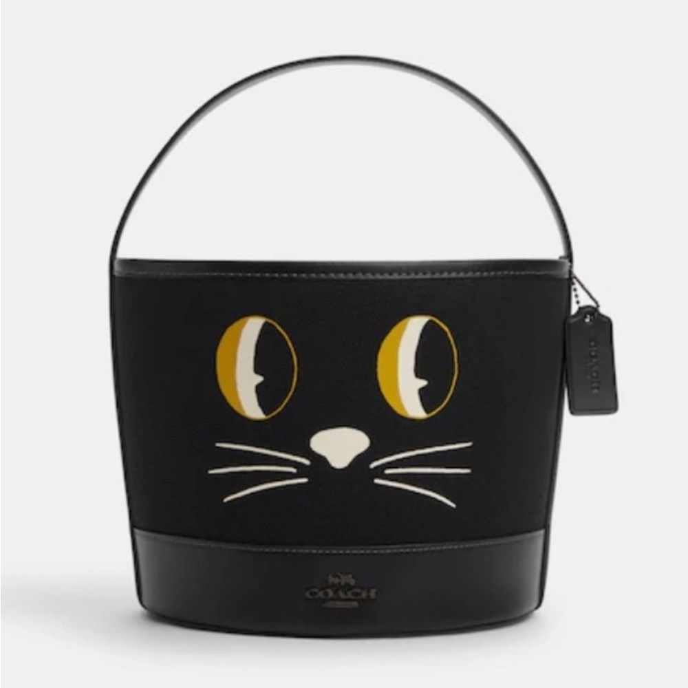 New Coach Trick Or Treat Bucket In Signature Canvas With Halloween Cat